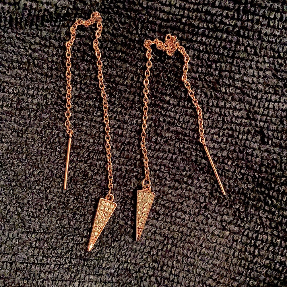 Rose gold arrowhead threader earrings